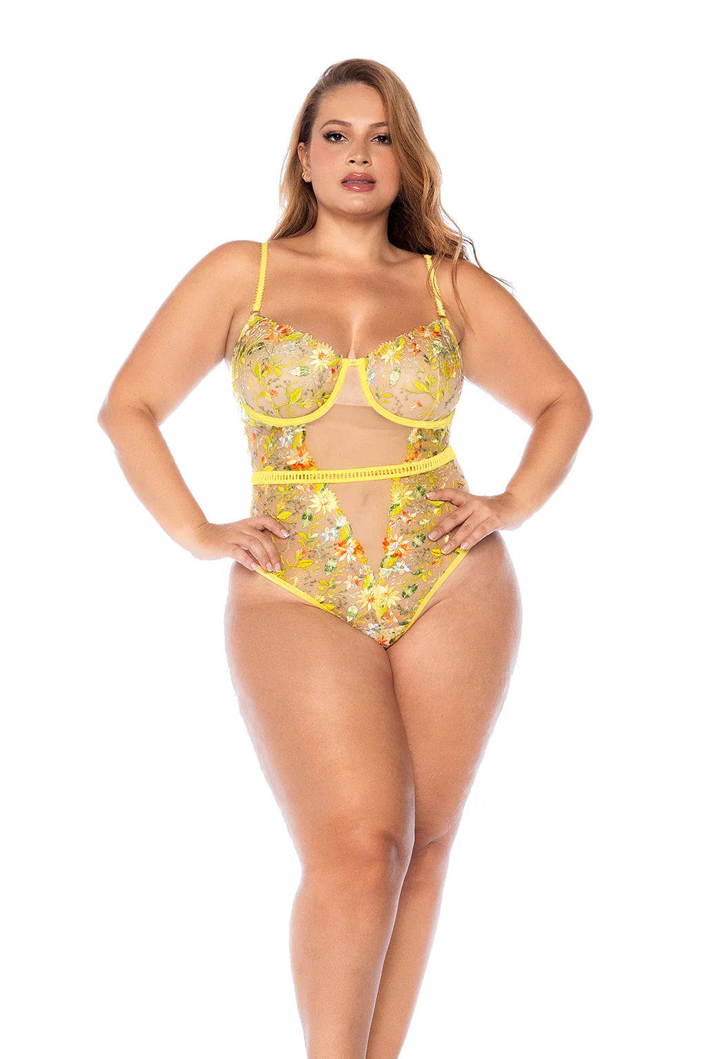 Golden Bloom Curve Lace Up Bodysuit
